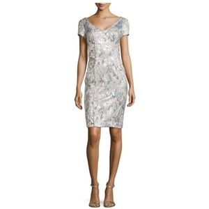 #403 THEIA Brocade Jacquard Floral Dress size 12